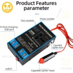 Convertisseur de Tension Voiture 1500W 12V 24V a 220V avec 4 Ports USB Prise AC